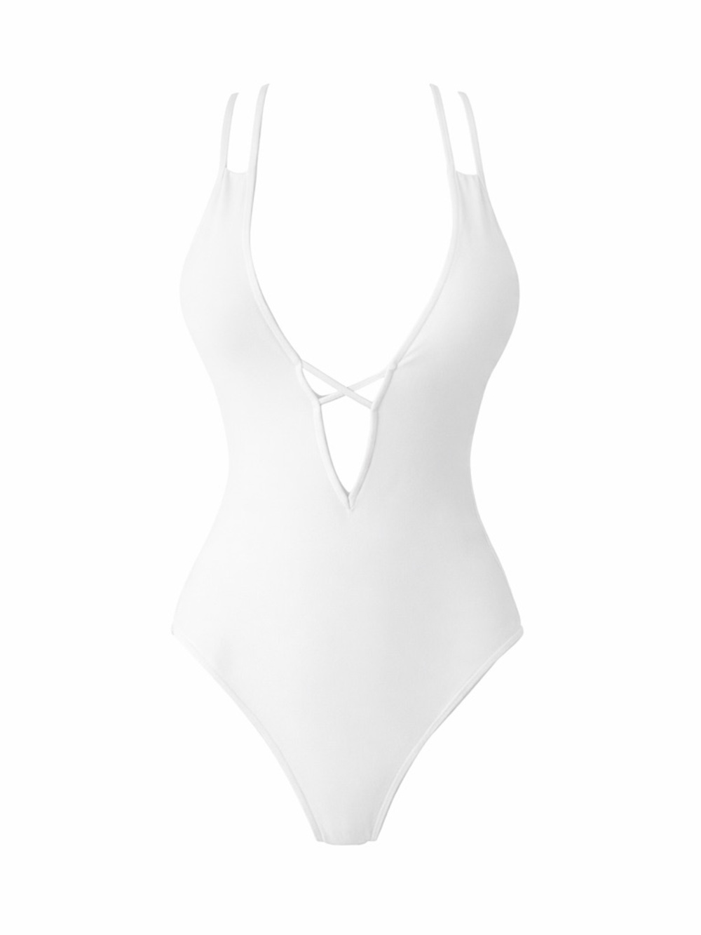 White Plunge Strappy One-Piece Swimsuit